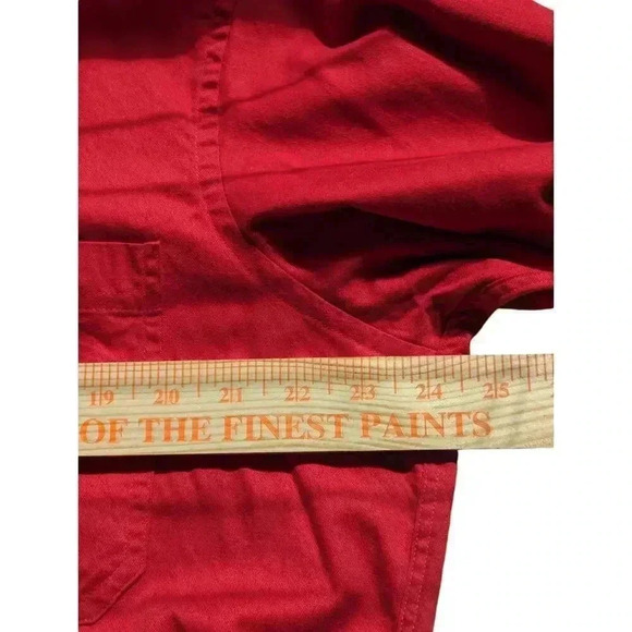Mens Woolrich Large Red Long Sleeve Button Up Shirt Double Pockets 100% Cotton - Picture 10 of 12